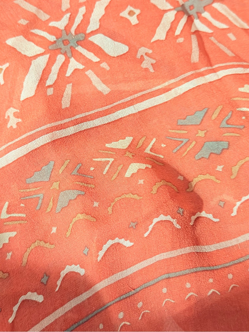 Lightweight Rust Patterned Women's Scarf silk - Picture 7 of 10